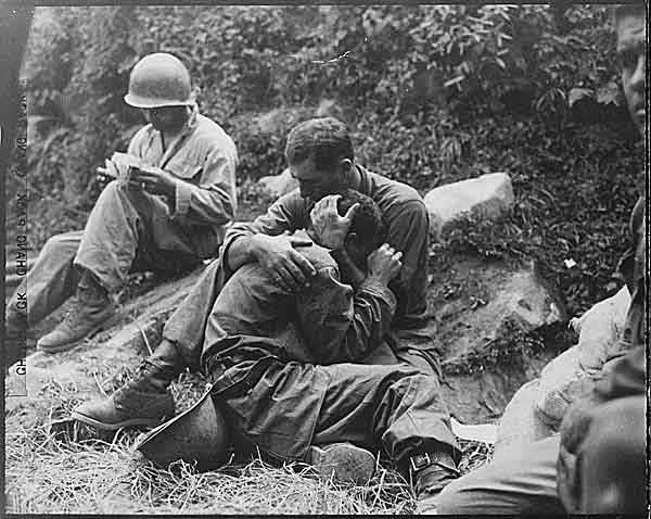 fig. 8, grieving U.S. infantryman, Korean War 