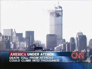 9/11 screen grab - smoking north tower wtc