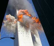 2nd plane hits south tower explosion