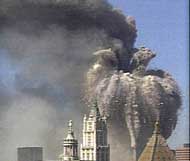 WTC tower crumbles